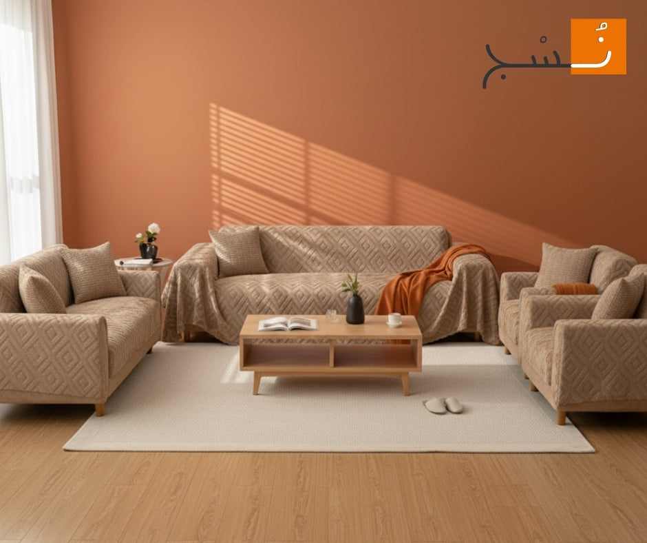 كسوة طقم جاكار فرو – تصميم مربعات